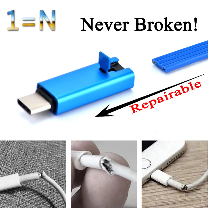 Телефонный кабель Rebornable Type C USB лента для Samsung Huawei Xiaomi Redmi Honor OnePlus|Кабели мобильных