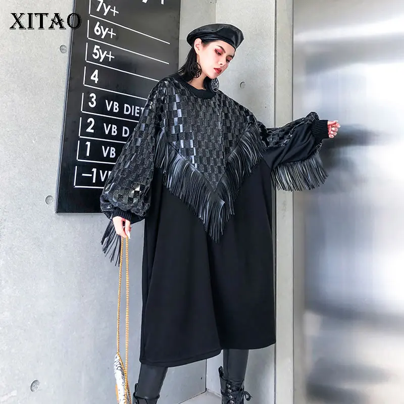 XITAO клетчатое прямое женское платье с кисточками корейская мода 2019 Зимний