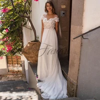 o neck short sleeve 3d flowers lace appliques wedding dresses a line chiffon court train bridal gown vestido de noiva %d0%bf%d0%bb%d0%b0%d1%82%d1%8c%d0%b5