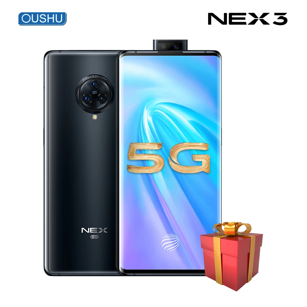 Vivo Nex3 5G Celular Snapdragon 855plus 4500mAh аккумулятор 44WFlash Charge6.89 ''Супер экран 64MP Тройная