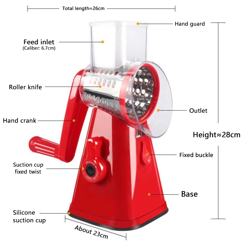 

The Latest Manual Vegetable Cutter Three In One Potato Cheese Kitchen Tool Multifunctional Round Slicer Rotating Grater kitchen