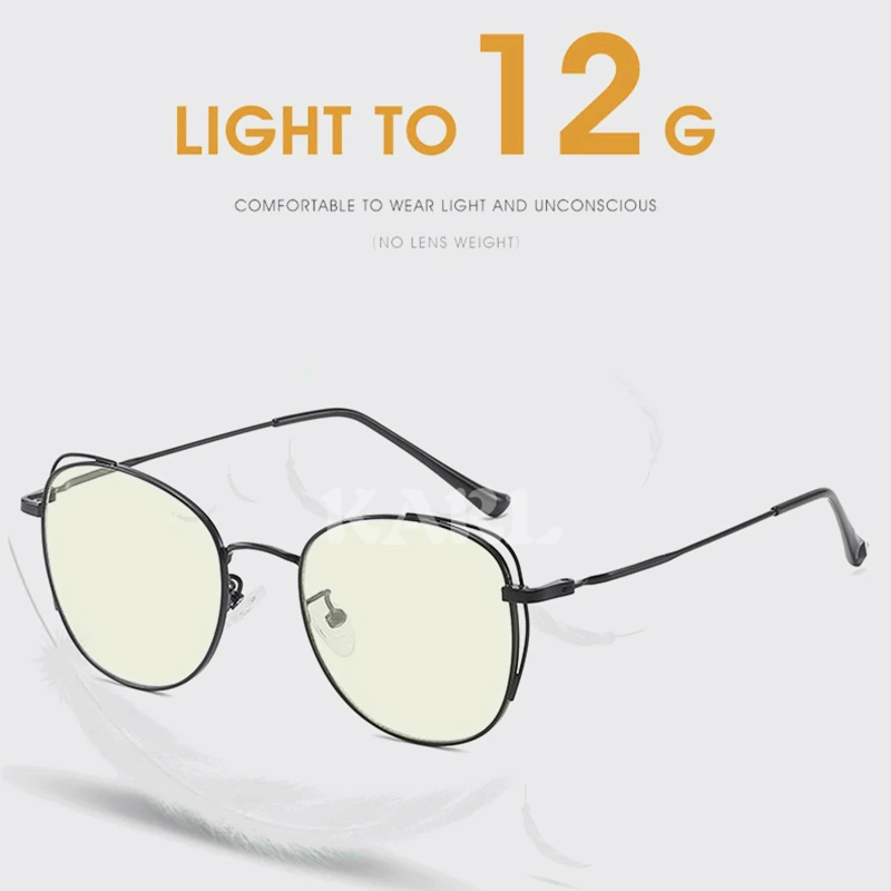 Computer Glasses Frame Eyewear Anti Blue Light Round Cat Eye Glasses Blue Light Glasses Women Anti Radiation Screen Eyeglasses