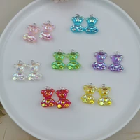 20pcs brightly animal bear resin charms patch for jewelry findings handmade pendant earrings keychain diy phone case f655