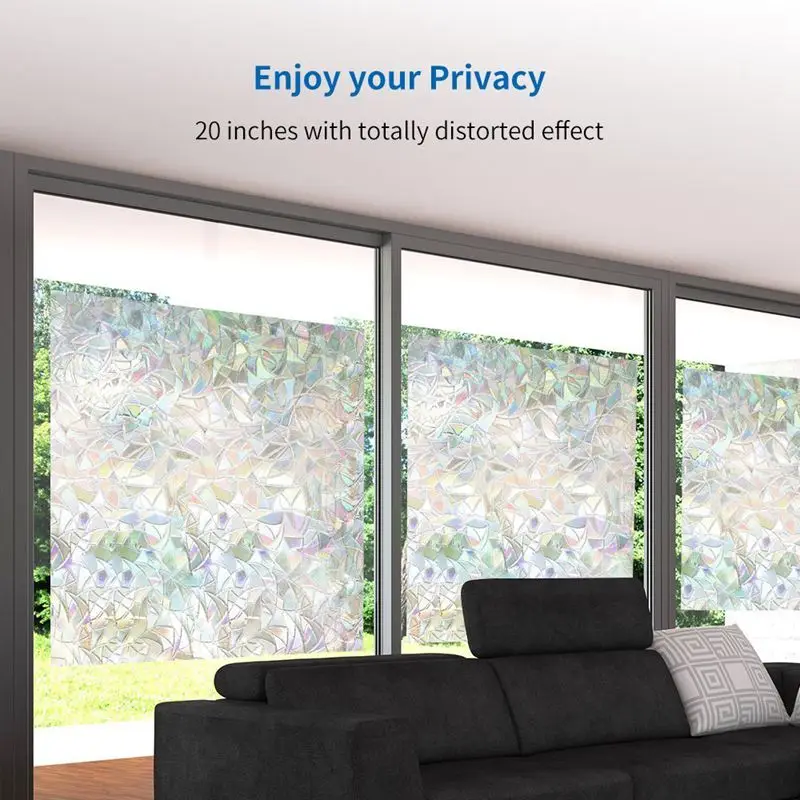 New-3D No Glue Static Decorative Privacy Window Films For Glass Non-Adhesive Heat Control Anti Uv 23.6In. By 78.7In. (60 X 200Cm | Дом и сад
