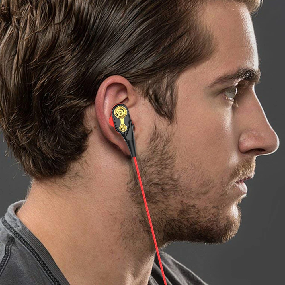 Проводные наушники высокого баса с двойным приводом стерео вкладыши микрофоном