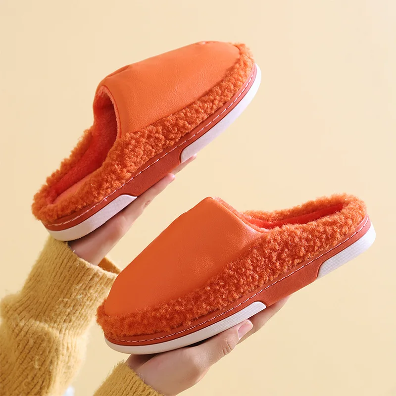 Wholesale Winter Women House Slippers Faux Fur Ladies Warm Fluffy Water Proof Non-Slip Soft Flat Heel Men Zapatillas Casa Mujer