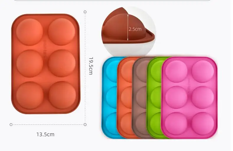 6 сделай сам половинная Сфера круглая силиконовая форма для шоколада капкейков