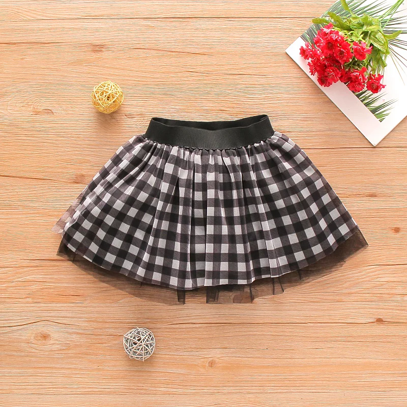 

BKCS-014 New Children Summer Skirt Girls Sweet Clothing Plaid Lovely Ball Gown Princess Cute Tutu
