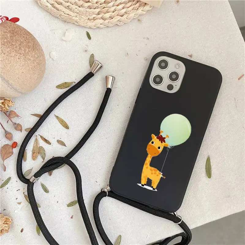 

giraffe creativity painting animal Phone Case For iPhone 7 8 11 12 X XS XR MINI Pro Max Plus Strap Cord Chain Lanyard soft