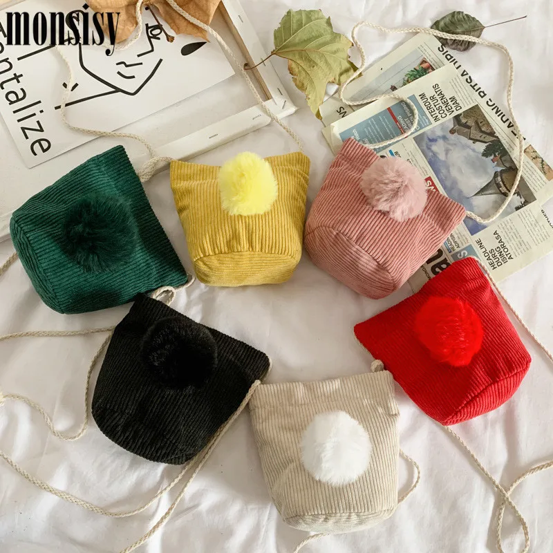 Monsisy зимняя детская сумочка для монет Детский кошелек сумка девочек Вельветовая