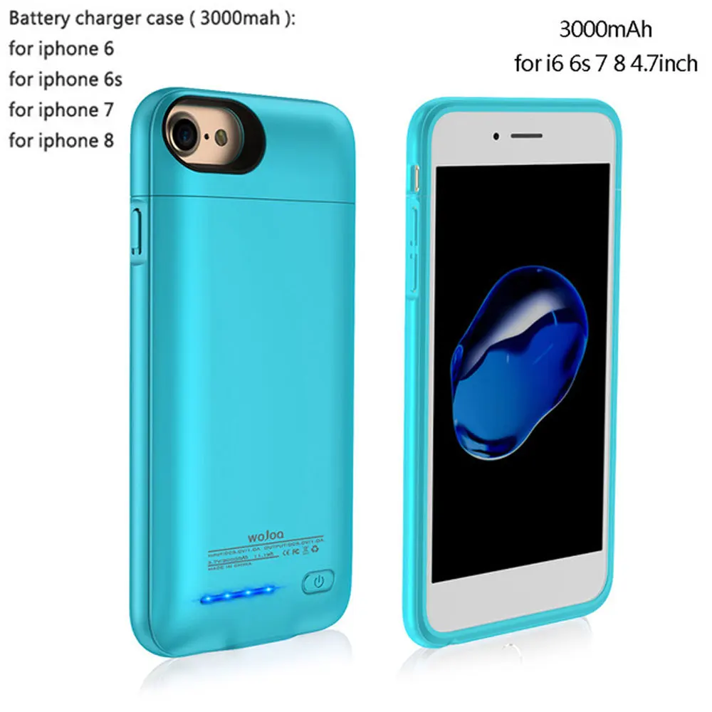Чехол для зарядного устройства для iPhone 6, 6s, 7, 8 Plus, внешний аккумулятор, чехол, ультра тонкий внешний аккумулятор, чехол для зарядки iP6, 3000/4200 мА/ч - Цвет: blue 6 6s 7 8
