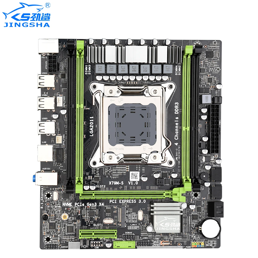JINGSHA X79 M S 2 0 материнская плата LGA2011 CPU ATX SATA PCI E NVME M.2 SSD LGA 2011 двухканальный DDR3 до 64