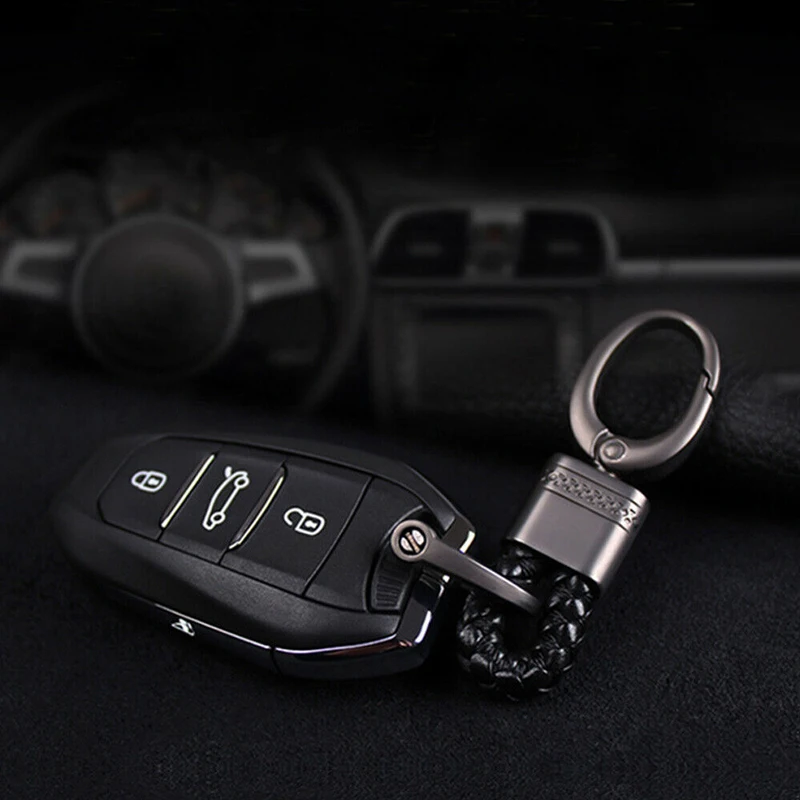 

Car Key Holder Carabiner Keyring Men Creative Metal Woven Leather Keychain Car Key Rings For Women Fashion Key Accessories