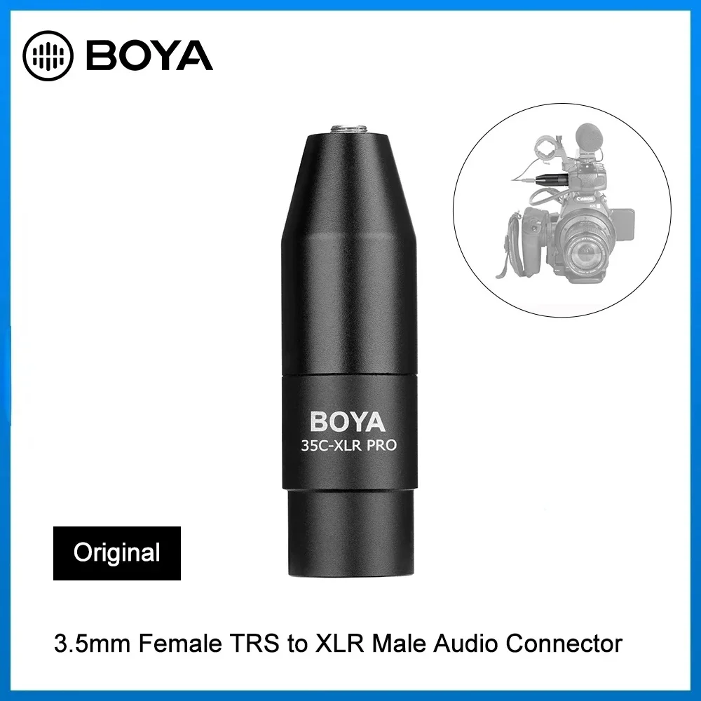 

35C-XLR PRO 3,5 мм (TRS) Мини-гнездовой адаптер для микрофона к 3-контактному XLR штекерному разъему со встроенным преобразователем фантомного питани...
