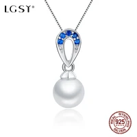 lgsy 925 sterling silver choker chain crystal natural akoya pearl fashion jewelry simple necklace pendant fine jewelry fsp201