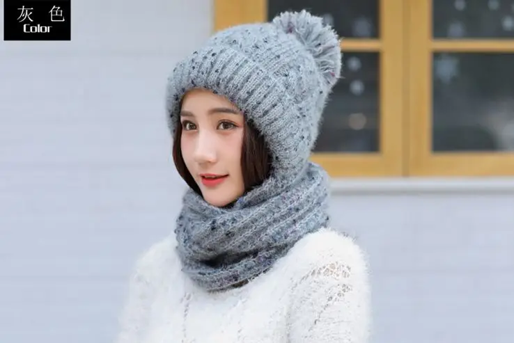 cashmere hat &ampscarf set women winter suit colorful dot warm beanie High Quality Accessories | Аксессуары для одежды