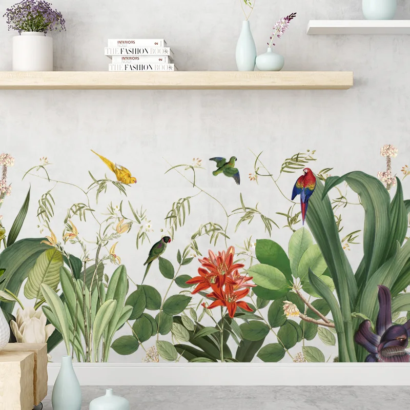 Водонепроницаемые настенные Стикеры с зеленой травой и листьями сделай сам для