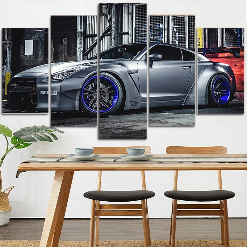 5 панелей автомобильные плакат гонки модульная Картина на холсте HD печатная