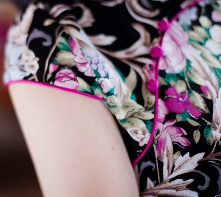 Китайские платья Ципао Cheongsam из хлопка и льна Mujer Vestidos размера плюс для женщин короткие 3XL 4XL 5XL летние Новое поступление