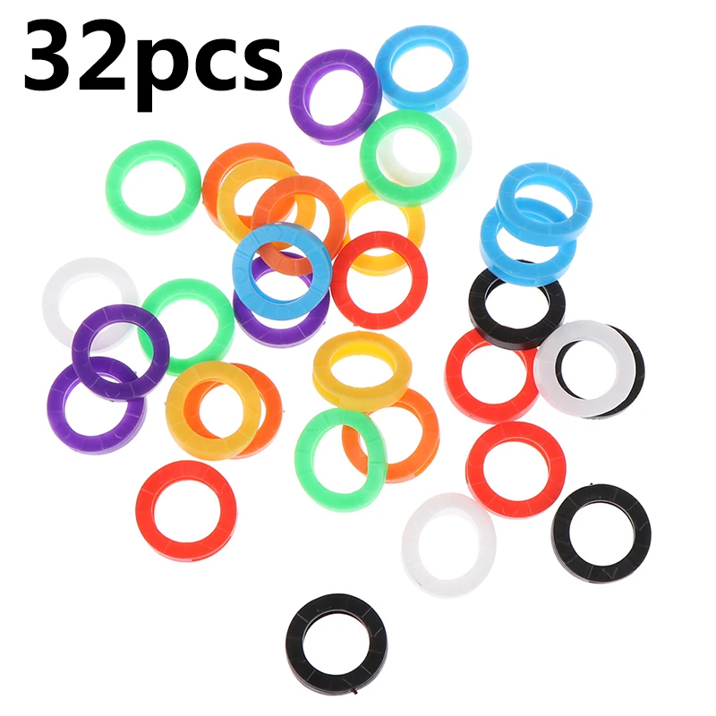 

32pcs Multicolor Elastic Mixed Color Hollow Rubber Key Covers Round Soft Silicone Keys Locks Cap Keyring Case