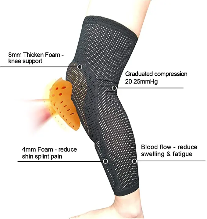 Benken 1 пара компрессионных наколенников с поддерживающим рукавом и эластичным