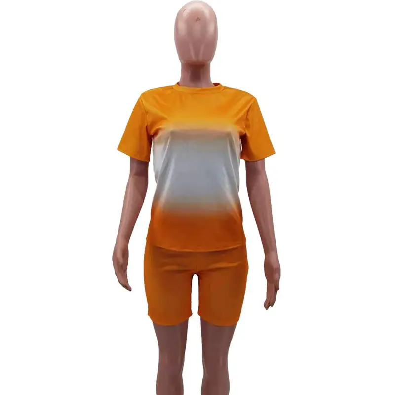 

Summer Two Piece Set Women Clothing Sexy Gradient loose shorts sets Sportswear Club Outfits Lounge Streetwear wholesale Items