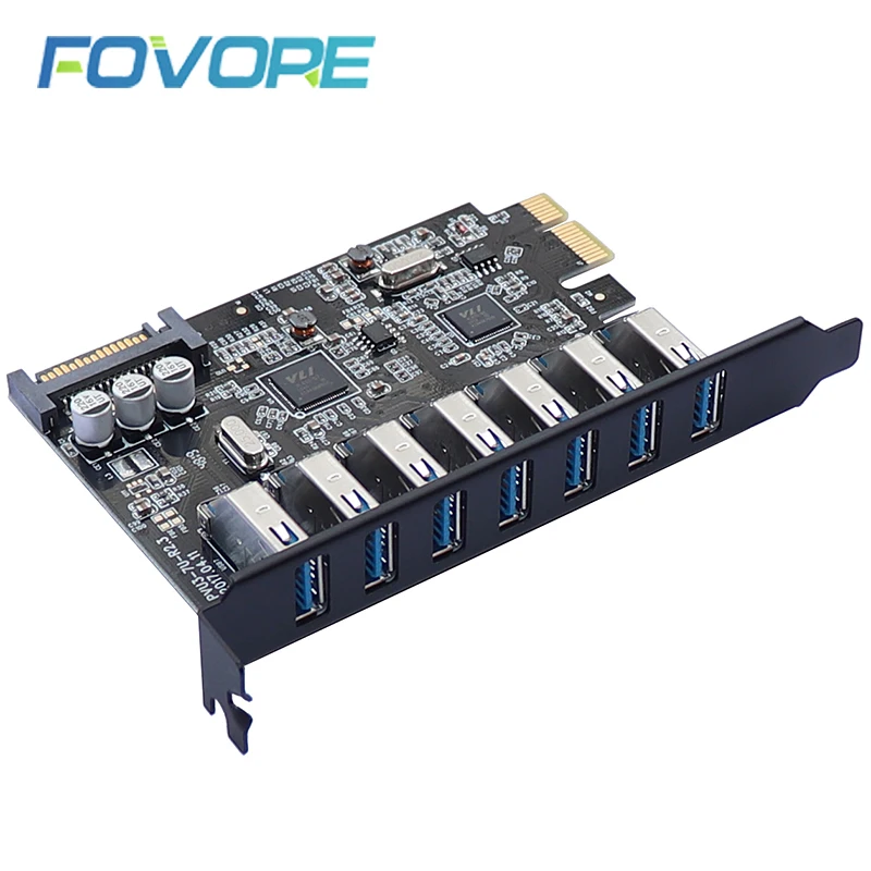 PCI e USB 3 адаптер с 7 портами PCIe 0 контроллер USB3 конвертер PCI-e Экспресс плата
