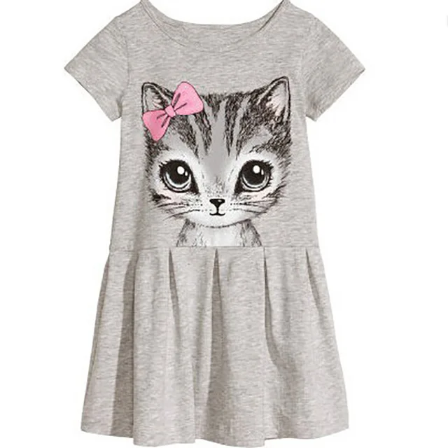 F04-gray Платье для девочек; Милые Детские платья для маленьких девочек; Детская летняя одежда в горошек без рукавов с героями мультфильмов; детская одежда; От 2 до 7 лет - Цвет: F04-gray