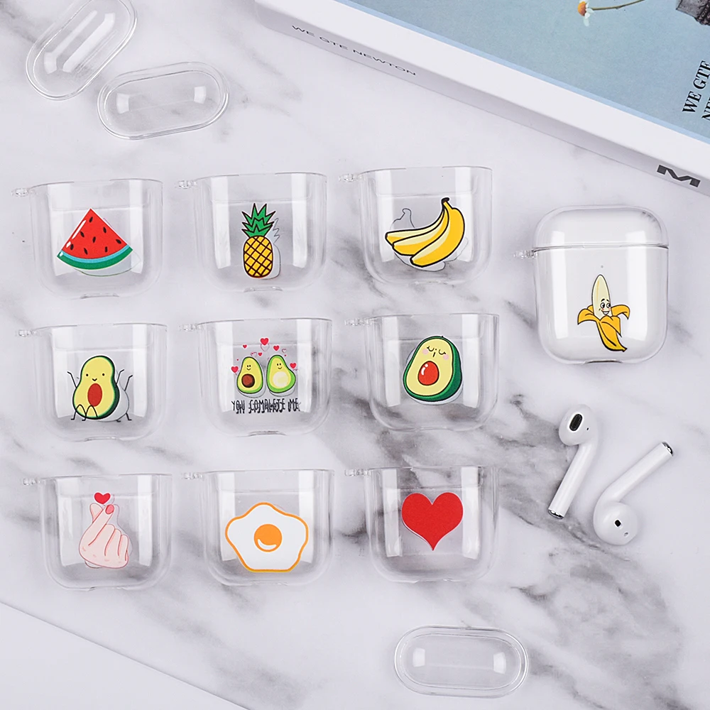 Милый мультяшный чехол для наушников Apple AirPods 2nd с авокадо футляр зарядки Жесткий