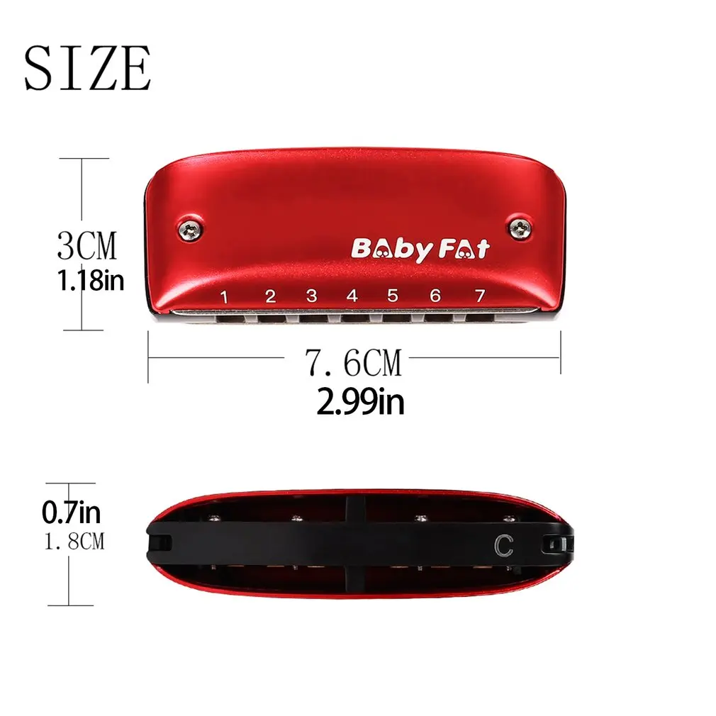 

7 Hole Chromatic Harmonica Blues harp With Gift Neckband Professional Music Instruments For kids