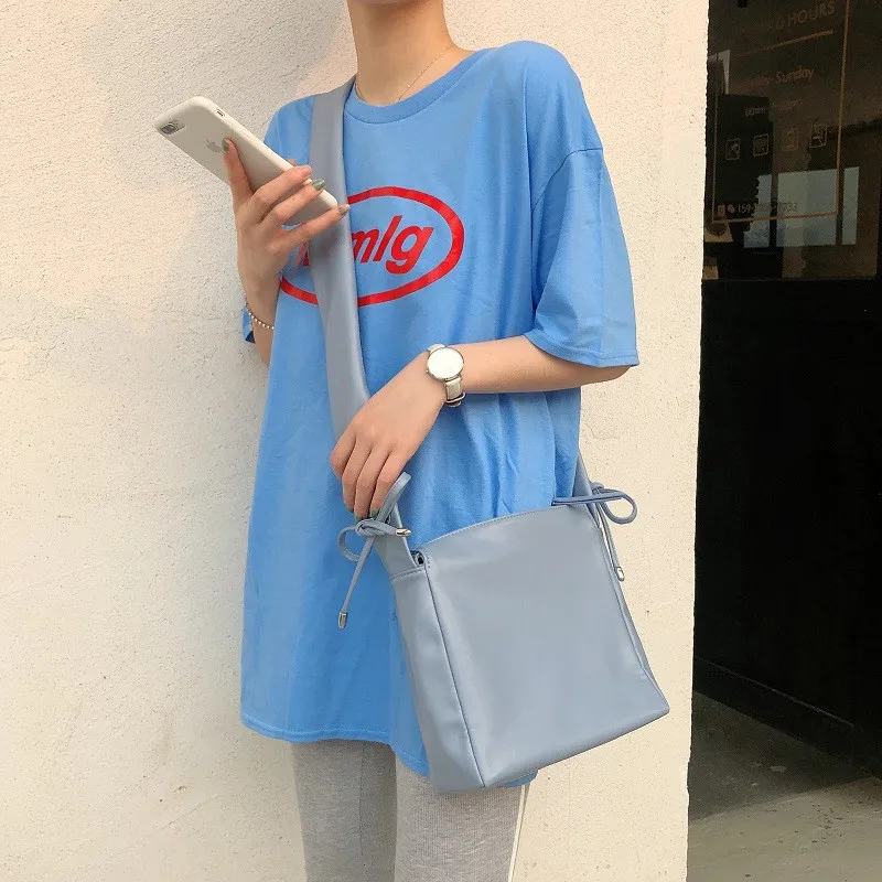 

Korean Style Women Shoulder Bags Fold Drawstring Lady Crossbody Bags 2020 New Fashion Messenger Bag Soft PU Leather Handbags