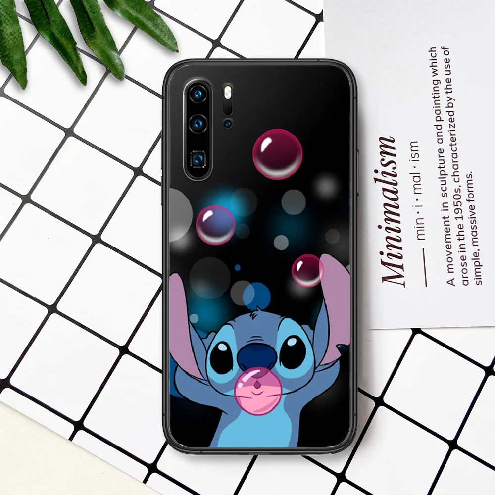 

Cute Lovely Cartoon Stitch Phone Case For Huawei P Mate Smart 10 20 30 40 Lite Z 2019 Pro black Funda Fashion Cell Pretty Cover