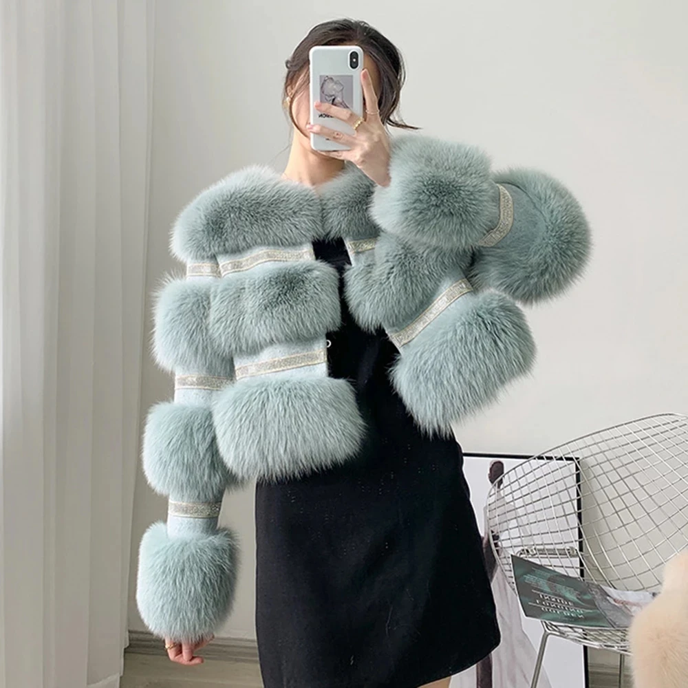 Женское меховое пальто зимняя Толстая теплая Роскошная Шуба из лисьего меха с