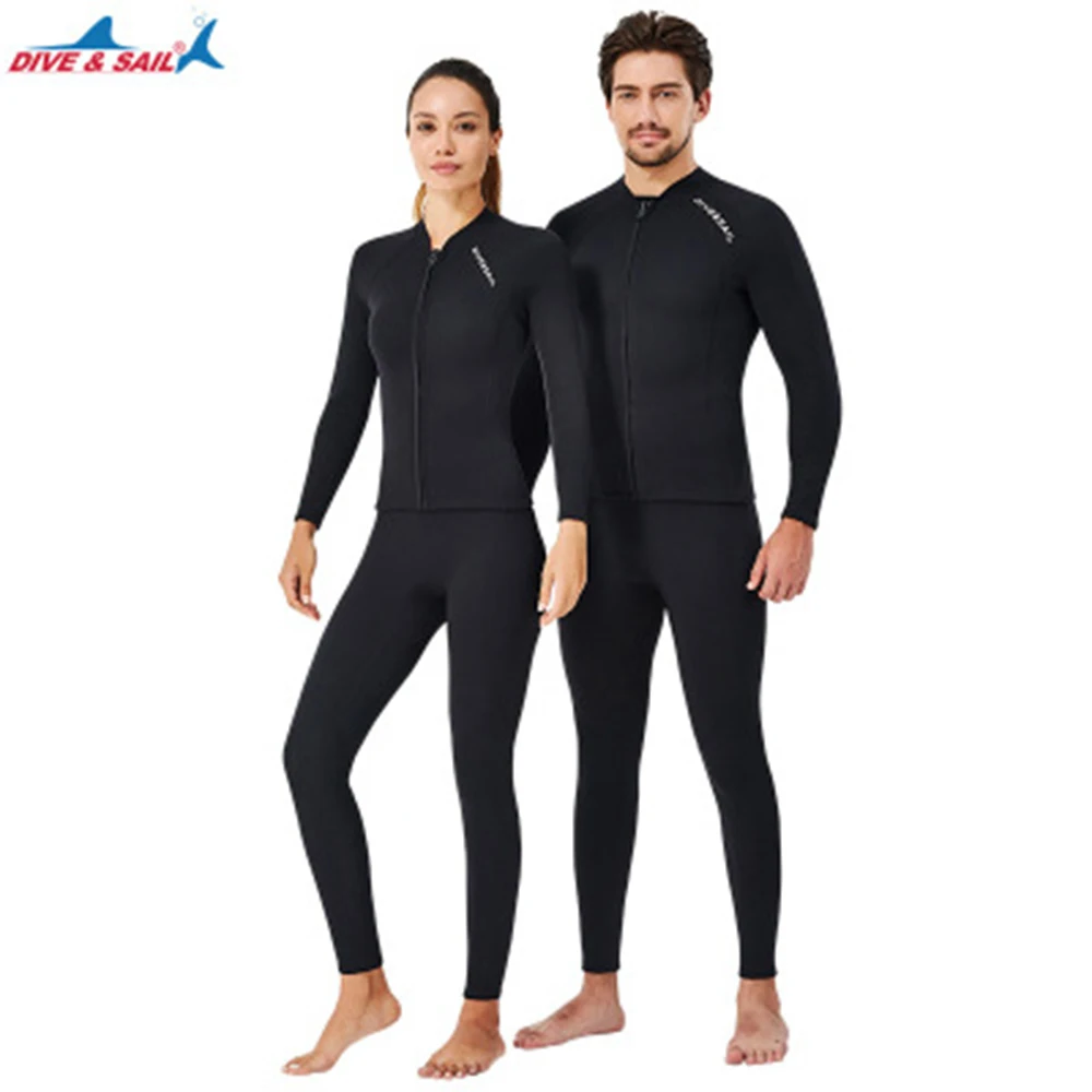 

Dive sail 2mm Premium diving suit for men women wetwuit pants Split body jacket-pants Neoprene Swimwear black keep Warm Black