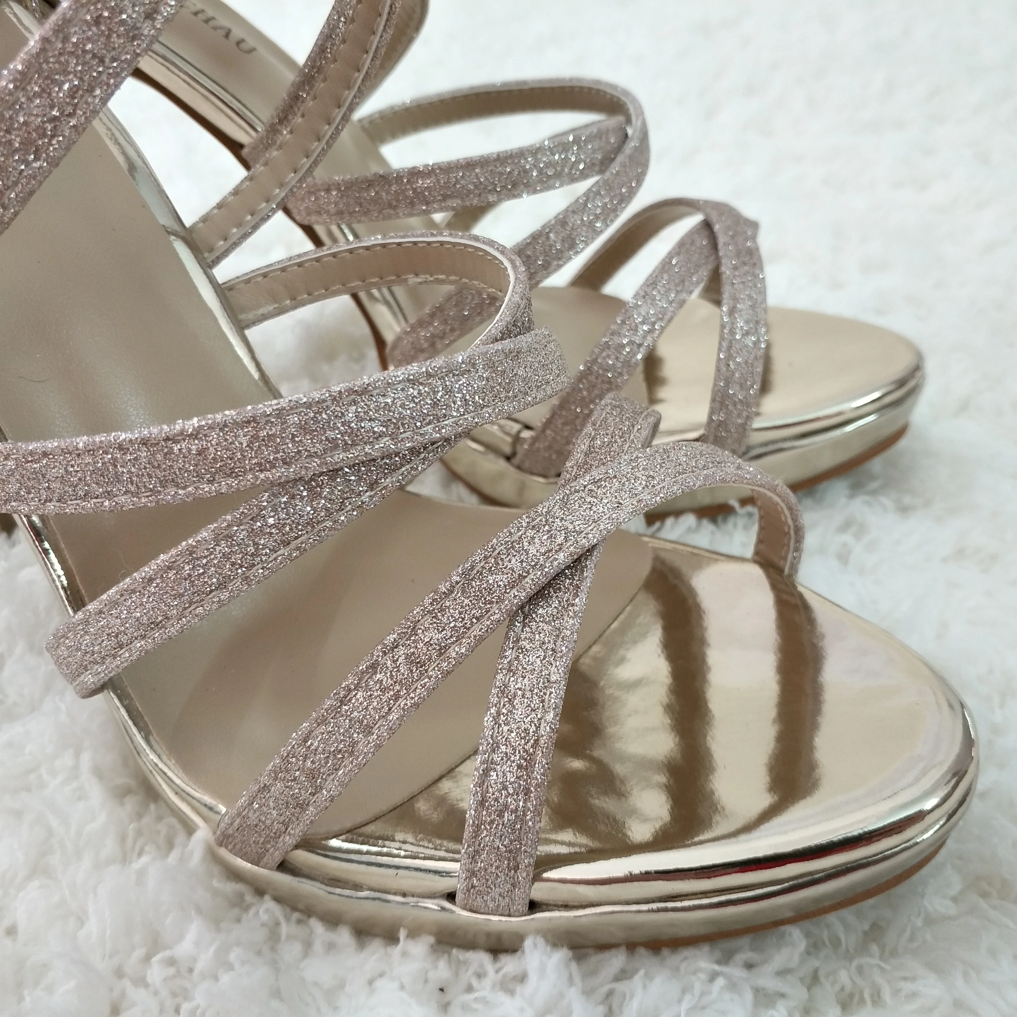 

Elegant Women Wedding High Heel Sandals Ankle Strap Sexy Stiletto Bridals Party Marriage Ladies Shoes 3A-4