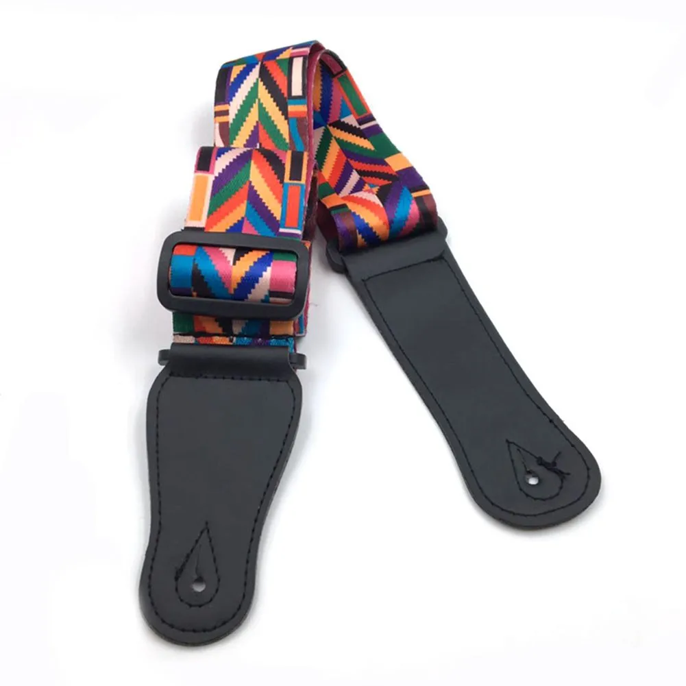 Heavy Duty Guitar Strap For Acoustic Electric Guitar And Bass Multi-Color Guitar Belt Adjustable Colorful Printing Leather Strap