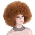 Afro Clown Cosplay Wigs for Women Black Cap Big Top Football Fans Wigs Halloween Adults Unisex Synthetic Hair Black Men Curly