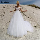 Свадебное платье Sevintage в стиле бохо, с кружевной аппликацией, с открытой спиной, Пляжное, свадебное платье принцессы с V-образным вырезом и открытыми плечами, 2021