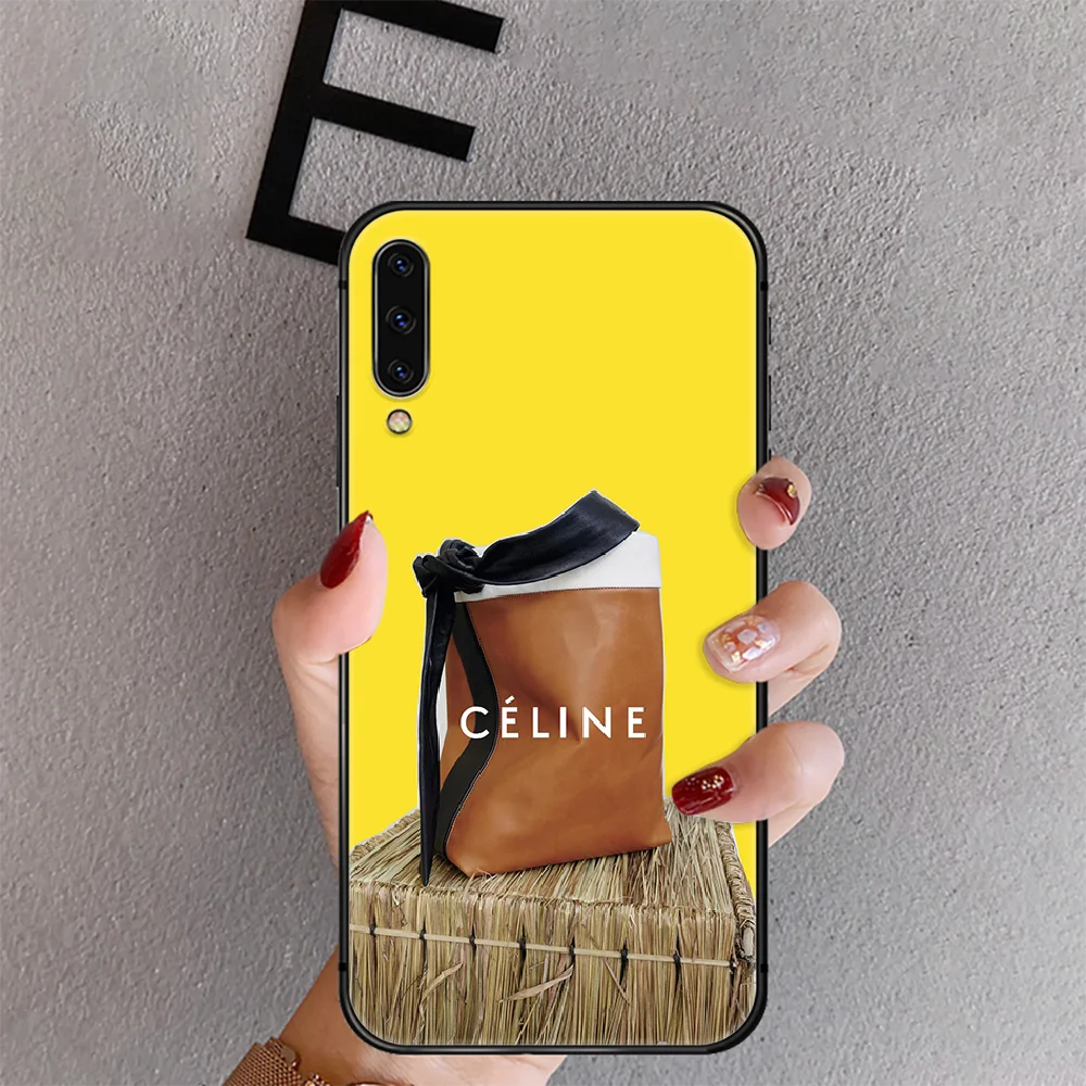 

French luxury brand CELIN Phone Case Cover For Samsung Galaxy A 10 20 40 50 51 70 71 20E 21S 30 30SS Black Tpu Back Fashion