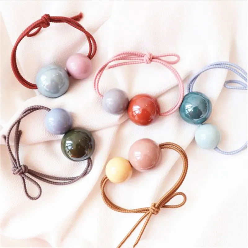 Резинки для волос Мультяшные контрастных цветов с геометрическим шариком