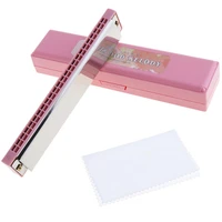 harmonica 24 holes stainless steel pink tremolo harmonica harp mouth organ musical instruments for children students
