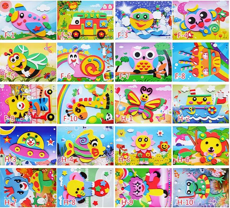 5pcs/lot 10pcs/lot DIY Cartoon 3D EVA Foam Sticker Puzzle Series Kids Multi-patterns Styles Toys for Children Birthday Gift ZLL - купить по