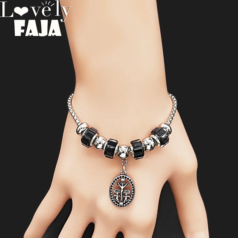 2021 модный браслет-цепочка из нержавеющей стали с стеклянными бусинами Иисуса для