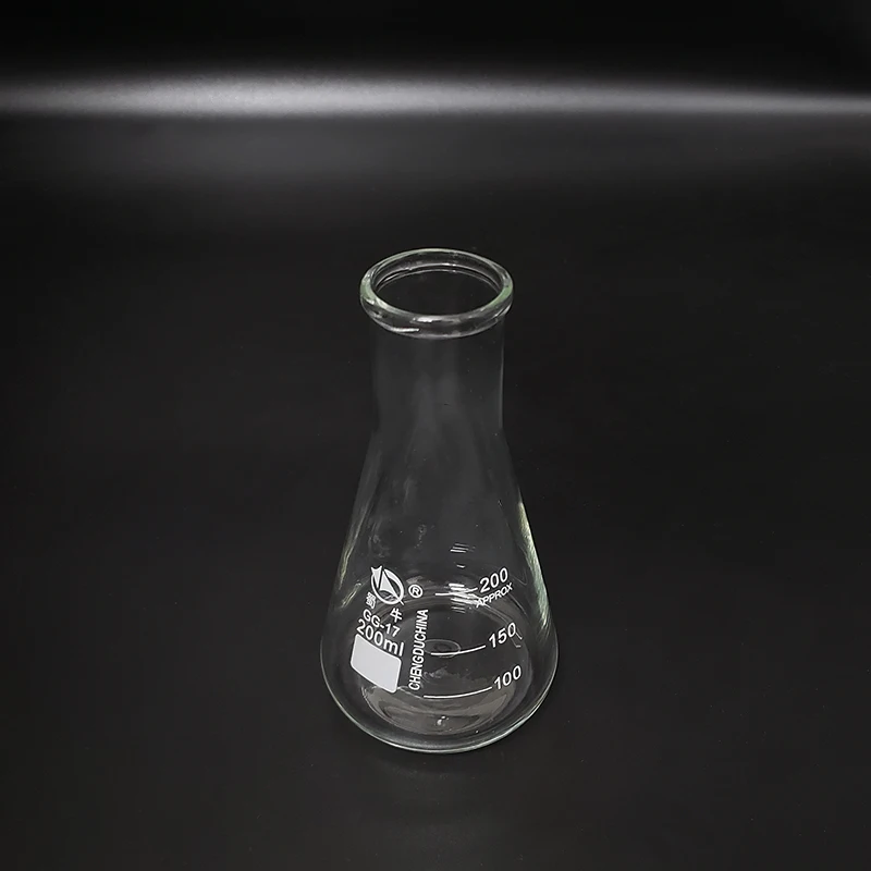 3pcs Big B Conical flask,Wide spout with graduations,Capacity 200ml,O.D. of neck 35mm,Erlenmeyer flask with normal neck.