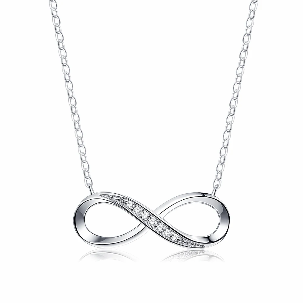 

ZEMIOR 925 стерлингового серебра цифровой ожерелье для женщин бутик циркон "Бесконечная любовь" из ожерелья подруги на день рождения, подарок, ю...