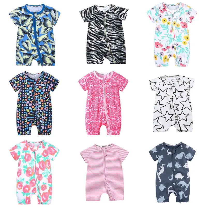 Лидер продаж детский комбинезон на молнии хлопковая одежда с короткими рукавами