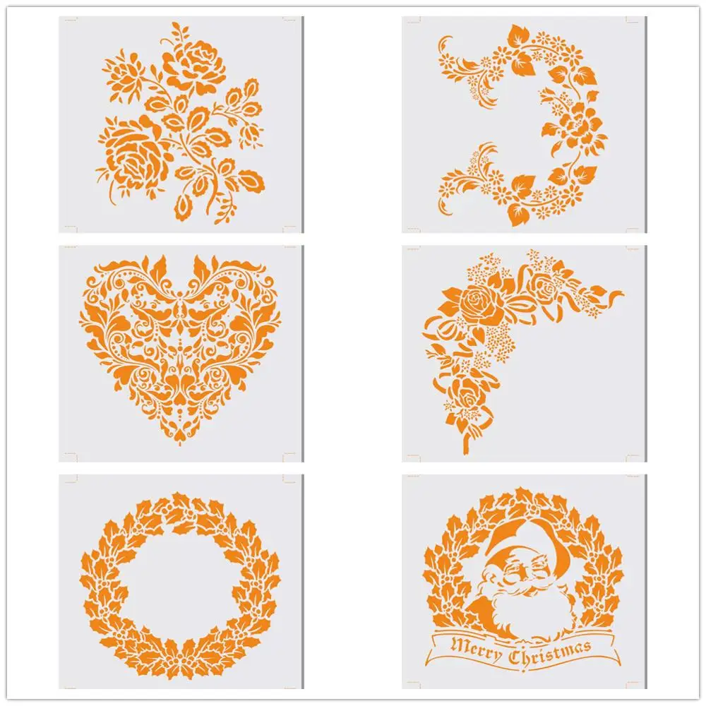 Настенный трафарет в рамке для украшения дома Рождество Санта Клаус Аэрограф