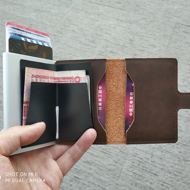 Винтажный Мужской держатель для кредитных карт с RFID застежкой алюминиевая
