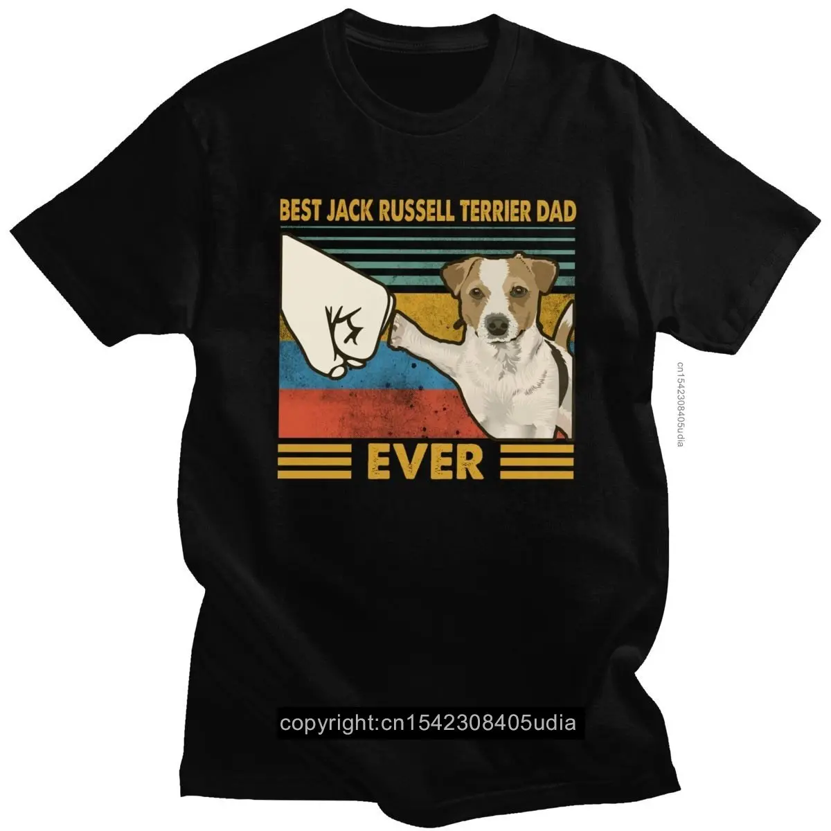 

Retro Best Russell Terrier Dad Ever T Shirt For Men Short Sleeve Dog Lover Summer T-Shirt Pure Cotton Tee Best Gift