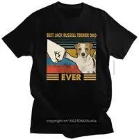 Retro Best Russell Terrier Dad Ever T Shirt For Men Short Sleeve Dog Lover Summer T-Shirt Pure Cotton Tee Best Gift